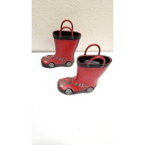 Target Cars Themed Kids Rain Boots Size 6 With Handles & Fun Racing Design